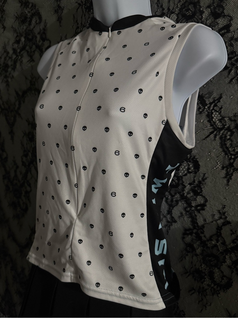 Twin Six sleeveless Club Raglan six/skull print cycling Jersey S
